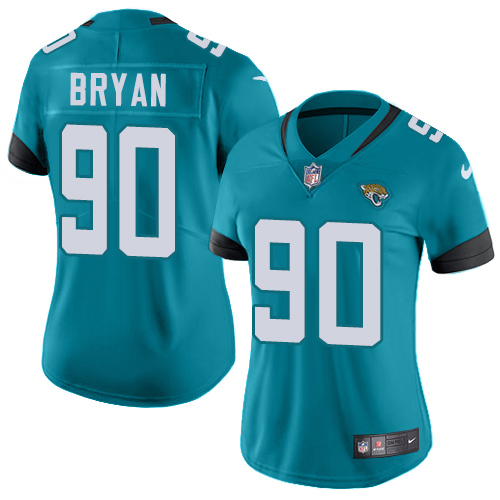 Nike Jacksonville Jaguars 90 Taven Bryan Teal Green Alternate Women Stitched NFL Vapor Untouchable Limited Jersey